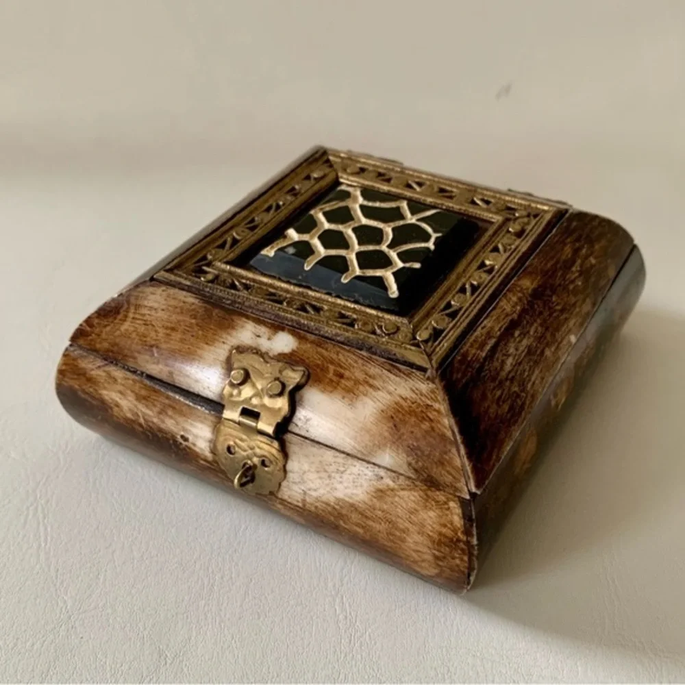 Vintage box made from bone and brass